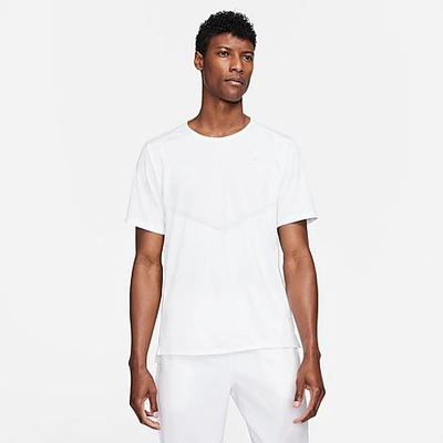 Shop Nike Men's Dri-fit Rise 365 Running T-shirt In White/white/reflective Silver