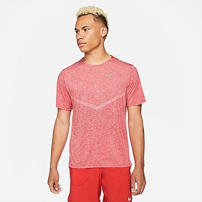 Shop Nike Men's Dri-fit Rise 365 Running T-shirt In University Red/heather/reflective Silver
