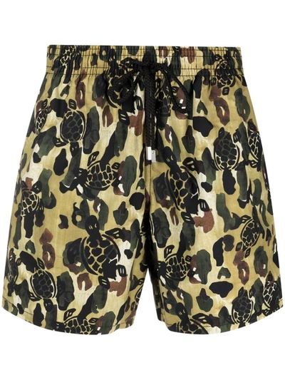 Shop Palm Angels X Vilebrequin Camouflage-print Swim Shorts In 绿色
