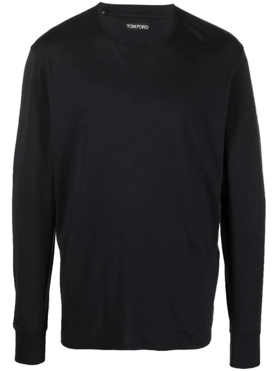 Shop Tom Ford Drop-shoulder Long-sleeve Top In 黑色