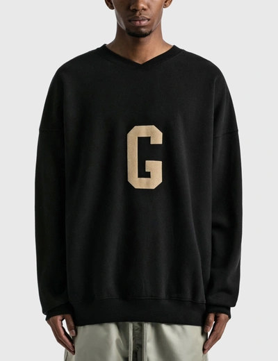 Shop Fear Of God "g" Crewneck Sweatshirt In Black