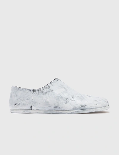Shop Maison Margiela Brushed Slip-on Tabi Shoes In White