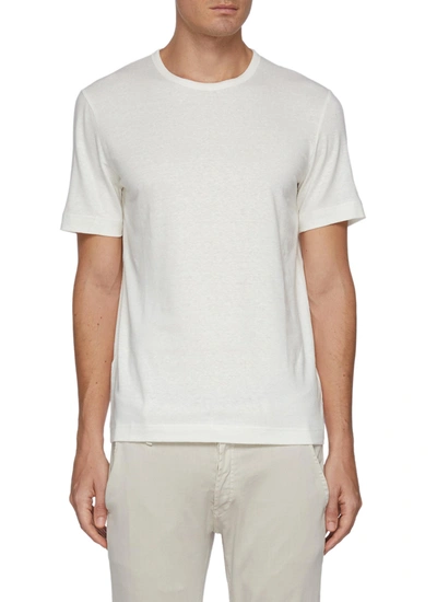 Shop Theory Keen' Linen Blend Crewneck T-shirt In White