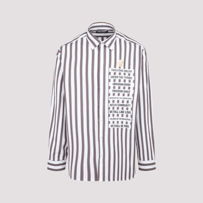 Shop Raf Simons Patched Boxy Fit Shirt In Color:  White Dark Brown