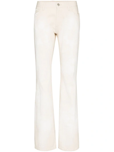 Shop Marni Paint-effect Bootcut Jeans In Weiss