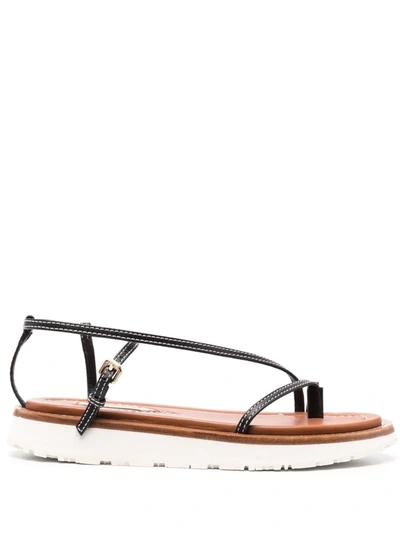 Zimmermann Skinny Strap Flat Sandals In Schwarz