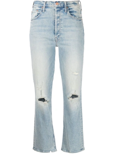 Shop Mother The Tripper Cropped Jeans In Blau