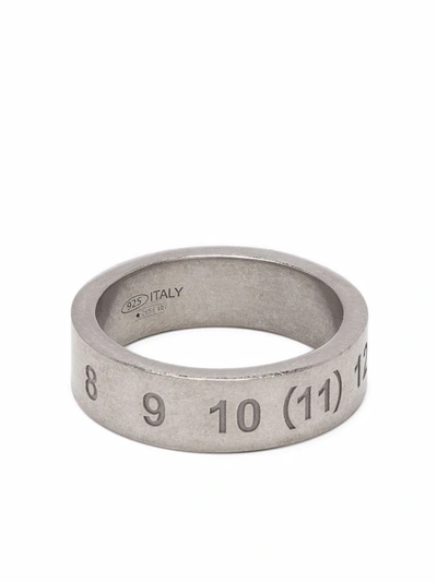 Shop Maison Margiela Numbers-motif Engraved Ring In Silber