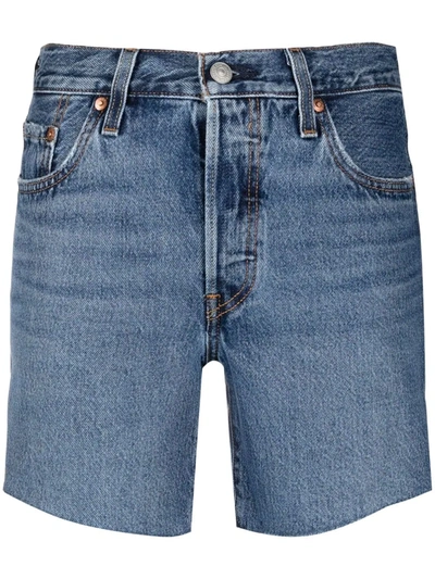 Shop Levi's High-waisted Denim Shorts In Blau