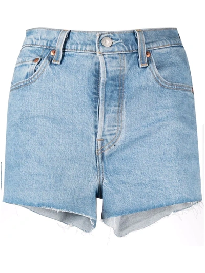 Shop Levi's High-waisted Denim Shorts In Blau