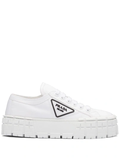 Shop Prada Double Wheel Low-top Sneakers In Weiss