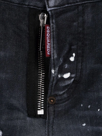 Shop Dsquared2 Cotton Cropped Denim Jeans In Black