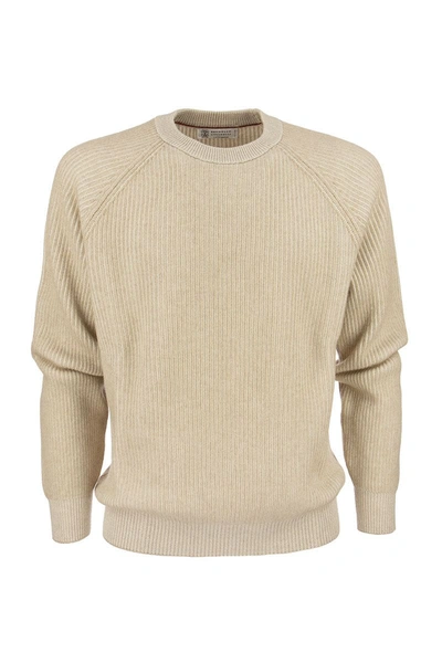 Shop Brunello Cucinelli Cashmere Crew-neck Jumper In Honey