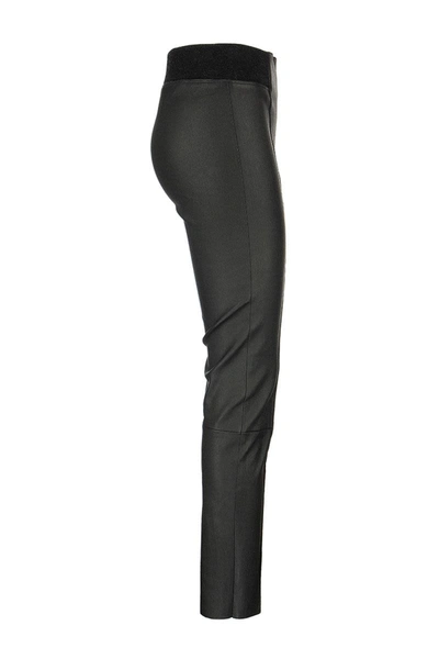 Shop Brunello Cucinelli High-waisted Leather Leggings In Black