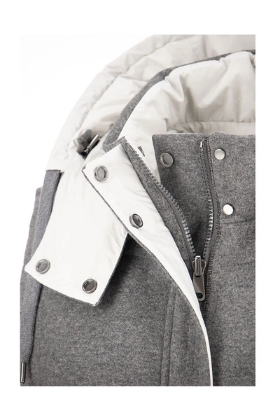 Shop Brunello Cucinelli Long Reversible Padded Waistcoat In Grey