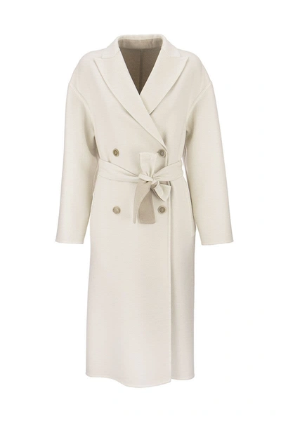 Shop Brunello Cucinelli Reversible Cashmere Coat In Cream/beige