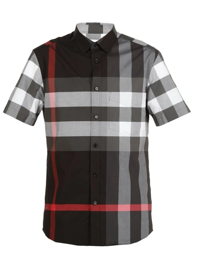 Shop Burberry Shirts Anthracite In Charcoal Ip Chk