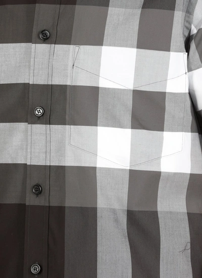 Shop Burberry Shirts Anthracite In Charcoal Ip Chk