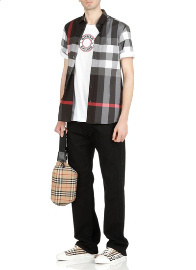 Shop Burberry Shirts Anthracite In Charcoal Ip Chk