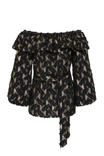 Shop Rebecca Vallance -  Brocatto Blouse  - Size 8 In Black