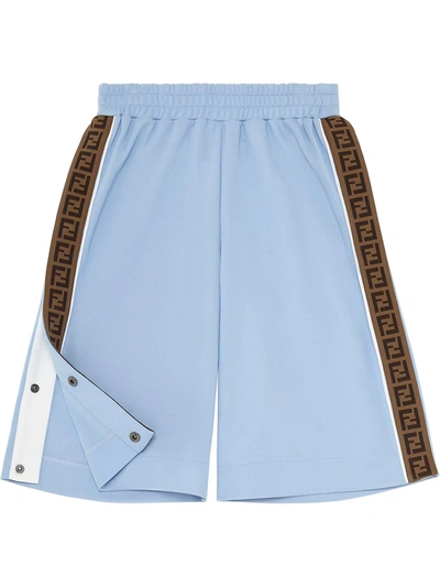Shop Fendi Logo-tape Track Shorts In Blue