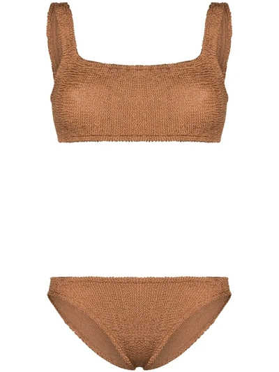 Shop Hunza G Xandra Crinkle Bikini Set In Braun