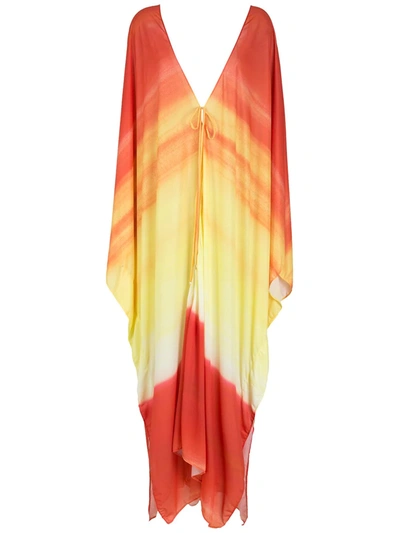 Shop Amir Slama Printed Beach Dress In Orange