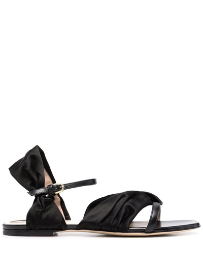 Shop Elie Saab Open-toe Flat Sandals In Schwarz