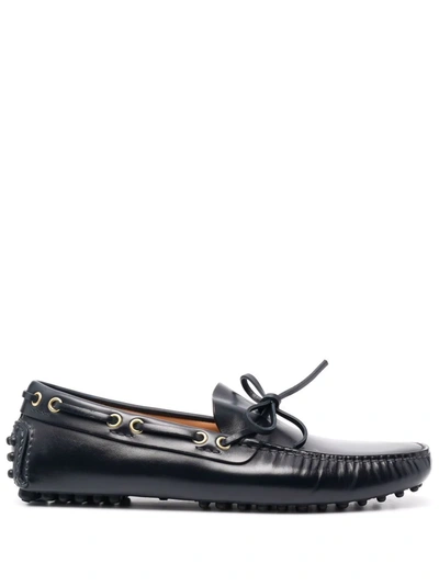 Shop Car Shoe Lace-up Leather Loafers In Blau