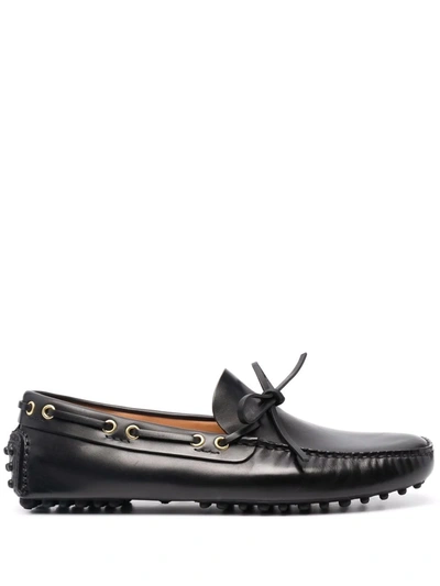 Shop Car Shoe Lace-up Leather Loafers In Schwarz