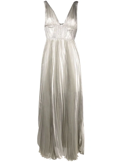 Shop Maria Lucia Hohan Riley Pleated Gown In Silver