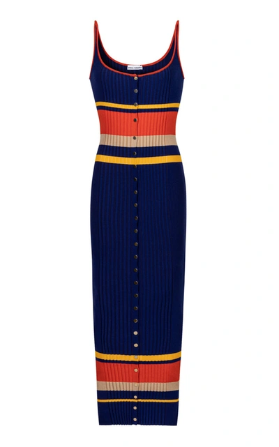 Shop Paco Rabanne Women's Striped Cotton Maxi Dress In Navy