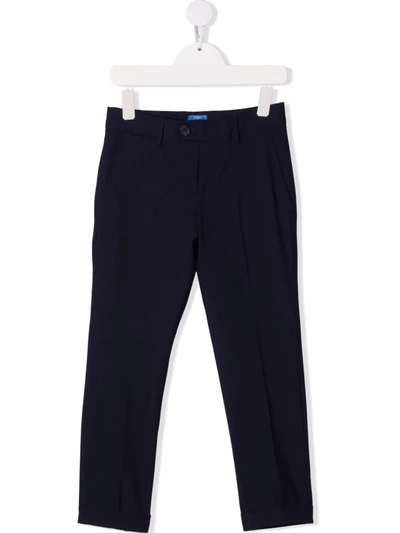 Shop Fay Pressed-crease Tailored Trousers In Blue