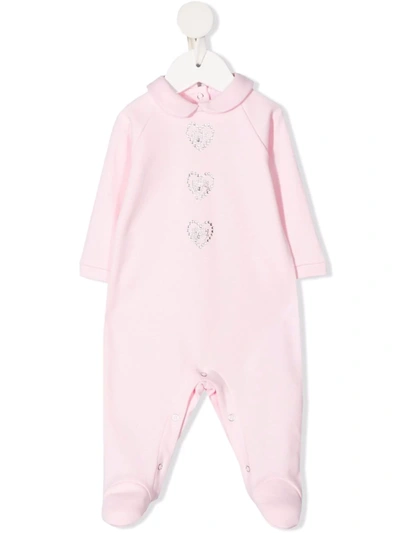 Shop Monnalisa Crystal-embellished Babygrow In Pink
