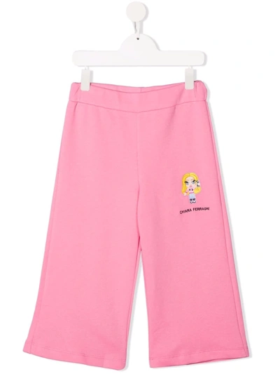 Shop Chiara Ferragni Embroidered-logo Track Trousers In Pink