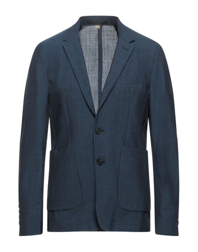 Shop Burberry Suit Jackets In Slate Blue