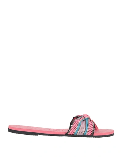 Shop Havaianas Woman Thong Sandal Fuchsia Size 11/12 Textile Fibers In Pink