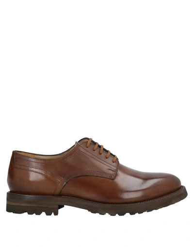 Shop Stefano Branchini Man Lace-up Shoes Khaki Size 6 Soft Leather In Beige