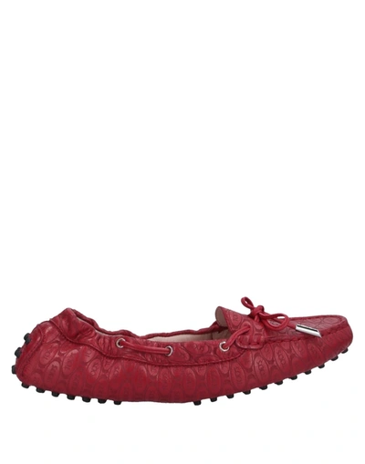 Shop Tod's Happy Moments By Alber Elbaz Woman Loafers Red Size 8 Soft Leather