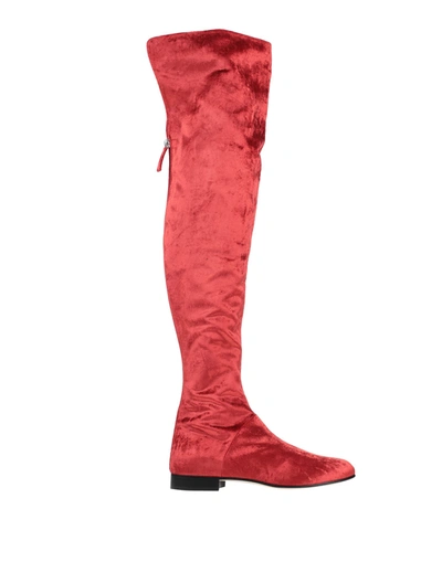 Shop Alberta Ferretti Knee Boots In Red