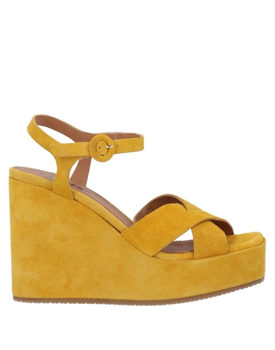 Shop Carmens Woman Sandals Ocher Size 10 Soft Leather In Yellow