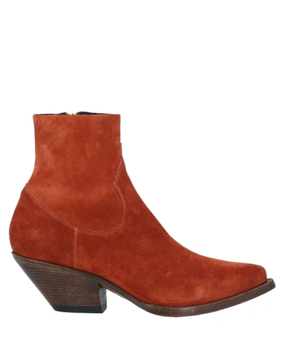 Shop Buttero Woman Ankle Boots Rust Size 7 Soft Leather In Red