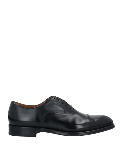 Doucal's High-shine Black Oxford Shoes With Lace-up Fastening In Black