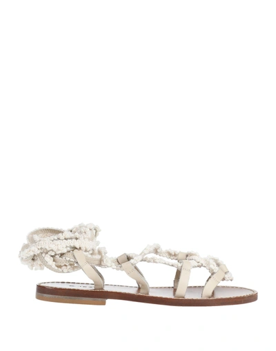 Shop P Jean P_jean Woman Sandals White Size 6 Calfskin, Textile Fibers
