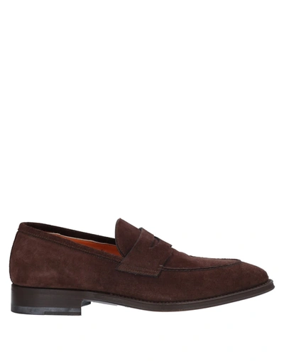 Shop Santoni Loafers In Dark Brown