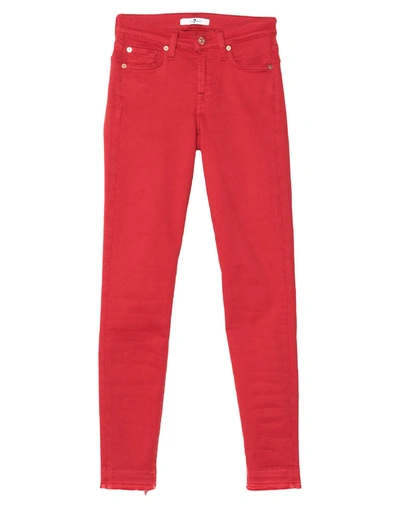 Shop 7 For All Mankind Woman Pants Red Size 24 Cotton, Polyester, Elastane