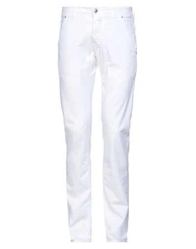 Shop Jacob Cohёn Man Pants White Size 36 Cotton, Elastane