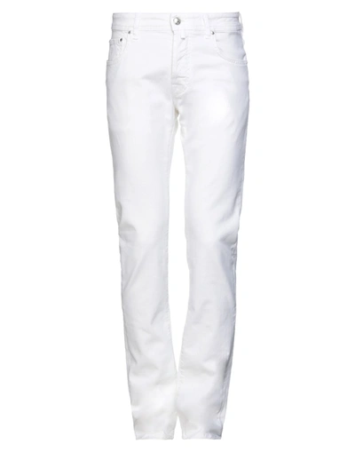 Shop Jacob Cohёn Man Pants White Size 35 Cotton, Elastane