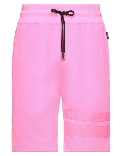 Shop Gcds Man Shorts & Bermuda Shorts Fuchsia Size S Cotton In Pink
