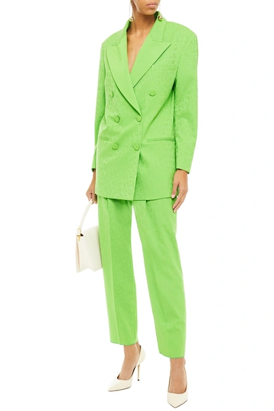 Shop Dundas Double-breasted Wool-blend Jacquard Blazer In Bright Green